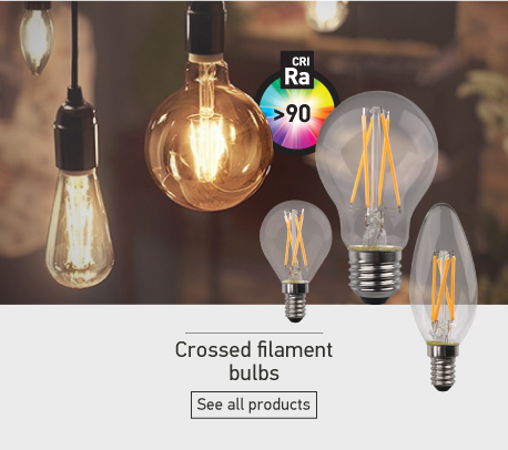 Crossed filament bulbs