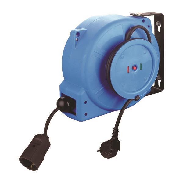 CABLE REEL WALL MOUNTED IP20 3x1.5mm 8+2m, RETRACTABLE, WITH OVER HEAT  PROTECTION