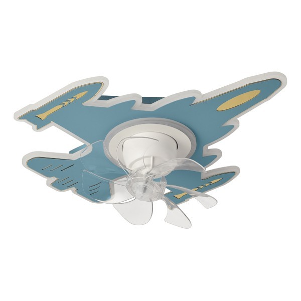 ΑΝΕΜΙΣΤΗΡΑΣ ΟΡΟΦΗΣ ΠΑΙΔΙΚΟΣ ΑΕΡΟΠΛΑΝΟ ΜΠΛΕ 24W ΜΕ LED ΦΩΣ 63W ΚΑΙ ΚΟΝΤΡΟΛ