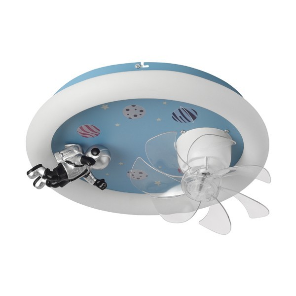 ΑΝΕΜΙΣΤΗΡΑΣ ΟΡΟΦΗΣ ΠΑΙΔΙΚΟΣ ΑΣΤΡΟΝΑΥΤΗΣ ΜΠΛΕ 15W ΜΕ LED ΦΩΣ 48W ΚΑΙ ΚΟΝΤΡΟΛ