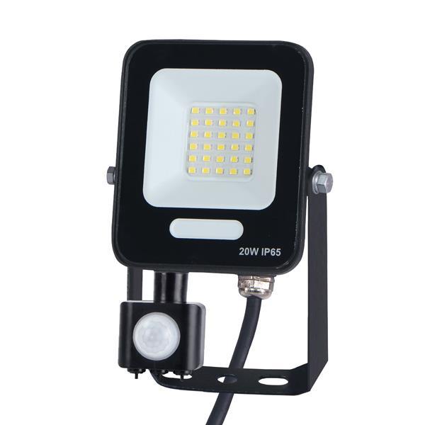 PROJECTOR LED SMD WITH ROTADED MOVEMENT DETECTOR 20W BLACK IP54 6500K PLUS