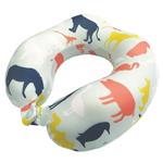 CHILD TRAVEL NECK PILLOW WITH MEMORY FOAM LIGHT BLUE WITH ANIMALS
