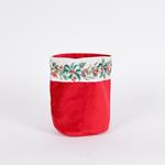 BASKET WITH MISTLETOE, RED VELVET, 15x20cm