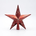 PLASTIC TOP TREE, RED, WITH GOLD GLITTER, 20cm