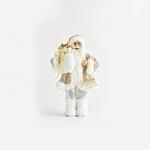 WHITE SANTA WITH GOLD AND GIFTS, 30cm