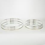 S/2 SWIVEL, TRAY, METAL, WITH MIRROR, SILVER, L:39x6cm, S:30.5x6cm