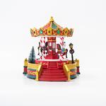 CAROUSEL, RED-GREEN-GOLD, WITH HORSES, 11 LED, WITH ADAPTOR, WITH MUSIC AND MOVEMENT, 22,3x20,5x23cm