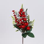 PICK WITH RED BERRIES AND FIR BRANCH, 29cm