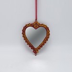 HANGING ORNAMENT, VINTAGE MIRROR HEART, BRONZE, 12.5x12cm