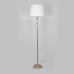FLOOR LAMP, WITH  LINEN SHADE, METAL- GLASS, GOLD-WHITE, 40x165cm