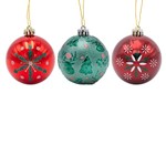 PLASTIC BALL, BURGUNDY GREEN RED, SET 6PCS, 8cm