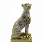 TABLE  DECORATION,  LEOPARD, POLYRESIN,  WHITE-GOLD, 12.5x8.3x20,7cm