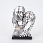 TABLE DECORATION, TWO FACES, POLYRESIN, SILVER & BLACK, 17x7.5x23cm