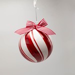 GLASS BALL, CANDY WITH BOW, SET 2PCS, 12cm