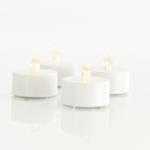 BATTERY LED CANDLE LIGHT, WHITE, PLASTIC, SET 4PCS, WITH FLAME EFFECT, 3,5x3,5x3,8cm