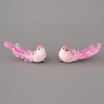 BIRDIE PINK, WITH WHITE AND PINK FEATHERS, 12x5cm
