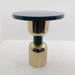 SIDE TABLE,  METALIC, DARK GREEN- GOLD, 51x51x60cm