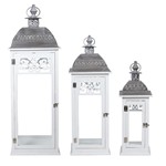 S/3 ΦΑΝΑΡΙΑ ΜΕΤΑΛΛΙΚA - ΞΥΛΙΝΑ ΛΕΥΚΑ 33x33x93cm / 25x25x71.5cm / 17x17x50.5cm