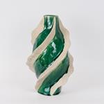 VASE, CERAMIC, GREEN-WHITE, 22.5x22.5x37.5cm