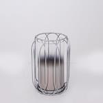 CANDLE HOLDER WITHSIVER GLASS, METAL, CHROME, 1 POSITION,  19x19x26cm
