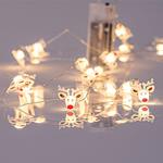 LINE, 20 MINI LED WITH ACRYLIC DEER HEAD 2,2cm, BATTERY BOX 2xAA, SILVER COPPER WIRE, WARM WHITE LED PER 10cm, LEAD WIRE 30cm, IP20
