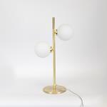TABLE LAMP, METAL-WHITE GLASS, WHITE-GOLD, 18x52cm