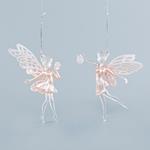 ACRYLIC FAIRY, 2 DESIGNS, WITH PINK GLITTER, 8,8x15,2cm