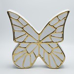 TABLE DECORATIVE BUTTERFLY WHITE-GOLD 25x6.5x24.5cm
