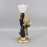 CANDLE HOLDER PARROT, POLYRESIN, GOLD, BLACK & WHITE, 1 POSITION,13x10x28cm