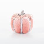 VELVET PUMPKIN, PINK, WITH PINK FEATHERS, 8x8cm