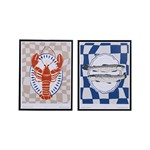 S/2 ΠΙΝΑΚΕΣ ΚΑΜΒΑΣ ΜΕ ΠΛΑΙΣΙΟ ΘΑΛΑΣΣΙΝΑ ΠΟΛΥΧΡΩΜΑ 30x2.8x40cm