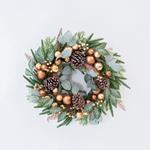 WREATH, WITH LEAVES AND COPPER DECORATIVES, 55cm