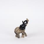 TABLE DECORATION, ELEPHANT WITH BUTTERFLY,POLYRESIN, BLACK & GOLD, 9x4.5x12.5cm