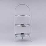DECORATIVE CAKE STAND 3 TIERS GLASS WITH SILVER DETAILS 20x51cm