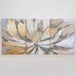 CANVAS PRINT, S/3, WATER LILLY, GOLD-WHITE-BEIGE, 120x60cm
