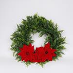  WREATH, WITH THREE POINSETTIA, 60cm