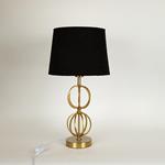 TABLE LAMP, WITH  LINEN  SHADE, METAL, GOLD-BLACK, 57x30cm