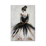 CANVAS PICTURE, WOMAN WITH DRESS, WHITE-BLACK-SILVER, 80x120x3cm