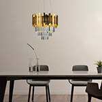 LIGHT FIXTURES HANGING ROUND LED 27W Φ400x400 GOLD/CRYSTAL