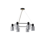PENDANT LIGHT FIXTURES METAL-GLASS 6XE14 MAX 8W Φ700X600mm BLACK-BRASS ARTE ILLUMINA SILENCE