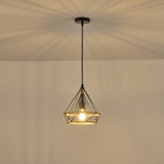 PENDANT LIGHT FIXTURES ROPE-METAL Ε27 Max15w 250X250X1320 BLACK-KHAKI ARTE ILLUMINA FLARE