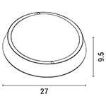 ΦΩΤΙΣΤΙΚΟ ΤΟΙΧΟΥ ΣΤΡΟΓΓΥΛΟ LED 24W Φ270x93 4000K IP65 ΜΑΥΡΟ PLUS