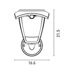 SOLAR PANEL WALL LIGHT FIXTURES WITH MOVEMENT SENSOR 6W 400LM 166X215X195mm 3CCT ARTE ILLUMINA