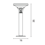SOLAR PANEL COLUMN LIGHT WITH MOVEMENT SENSOR 3.8W 500LM 160X160X350mm 3CCT ARTE ILLUMINA