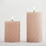 BATTERY OPERATED CANDLE, WITH FLAME, PINK, WITH TIMER,7x16cm
