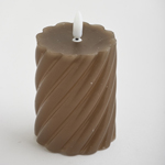 BATTERY OPERATED CANDLE, WITH FLAME, BROWN, WITH TIMER, 7x10cm