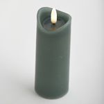 BATTERY OPERATED CANDLE, WITH FLAME, GREEN, WITH TIMER, 5x12,5cm