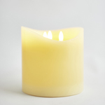 BATTERY OPERATED CANDLE, WITH FLAME, WHITE WITH TIMER, WITH REMOTE CONTROLLER, 15x15cm