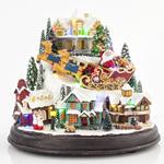 CHRISTMAS HOUSE, WITH SANTA AND SLEIGH, 33 LED, WITH TRANSFORMER, WITH MUSIC, 28x24x24,5cm