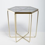 ΒΟΗΘΗΤΙΚΟ ΤΡΑΠΕΖΑΚΙ ΜΕΤΑΛΛΙΚΟ ΧΡΥΣΟ- ΓΥΑΛΙΝΟ  51x44.5x51.5cm